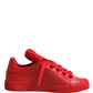 Red Leather Lace Up Low Top Sneakers Shoes