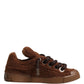 Brown Faux Shearling Low Top Sneakers Shoes