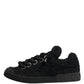 Black Faux Shearling Low Top Sneakers Shoes