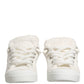 White Faux Shearling Low Top Sneakers  Shoes