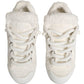 White Faux Shearling Low Top Sneakers  Shoes