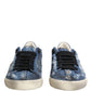 Blue Distressed Denim Low Top Sneakers Shoes