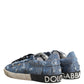 Blue Distressed Denim Low Top Sneakers Shoes