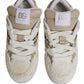 White Beige Faux Shearling Low Top Sneakers Shoes