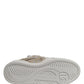 White Beige Faux Shearling Low Top Sneakers Shoes