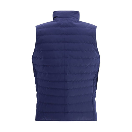 Blue Polyester Sleveless Jacket