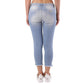 Blue Cotton Cropped Jeans
