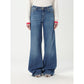 Blue Cotton Flared Jeans