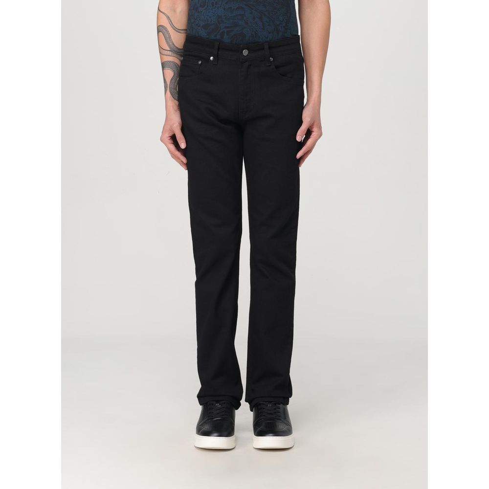 Black Cotton Straight-Leg Jeans