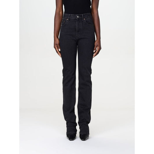 Black Cotton Straight-Leg Jeans