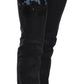 Black Swan Floral Embroidered Mid Waist Skinny Denim Jeans
