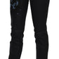 Black Swan Floral Embroidered Mid Waist Skinny Denim Jeans
