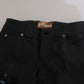 Black Swan Floral Embroidered Mid Waist Skinny Denim Jeans