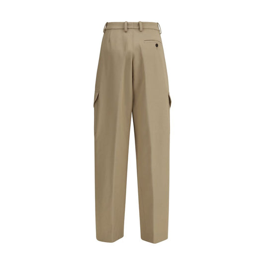 Beige Cotton Cargo Pants
