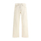 Cream Cotton Relaxed Fit Jeans
