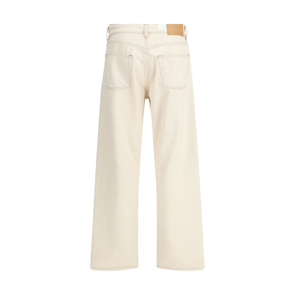 Cream Cotton Relaxed Fit Jeans