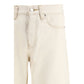 Cream Cotton Relaxed Fit Jeans