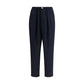 Blue Merino Wool Casual Pants