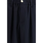 Blue Merino Wool Casual Pants