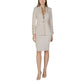 Beige Polyester Skirt Suit