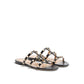Black Calfskin Flat Sandals