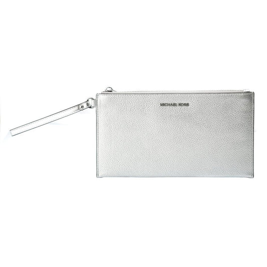 Gray Leather Clutch Bag