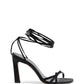 Black Satin Strap-On Sandals