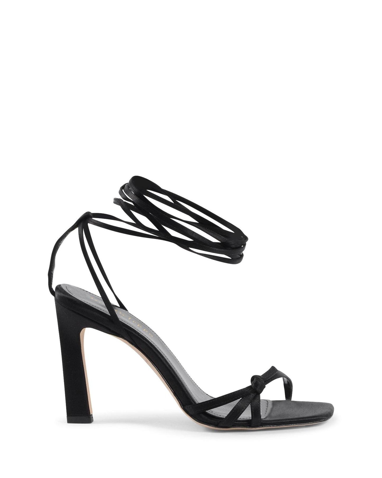 Black Satin Strap-On Sandals