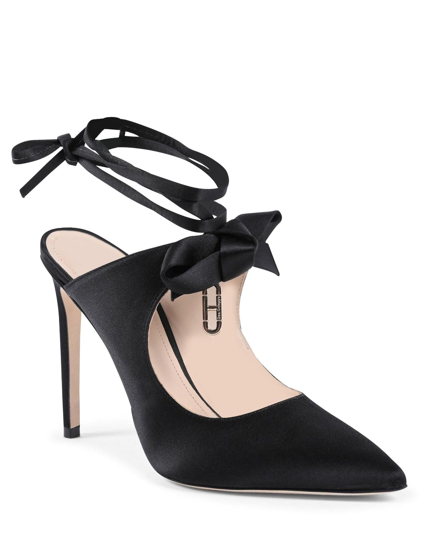 Black Silk Or Polyester High Heel Pumps