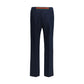 Blue Polyester Casual Pants