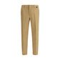 Beige Cotton Casual Pants