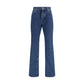 Blue Cotton Straight-Leg Jeans
