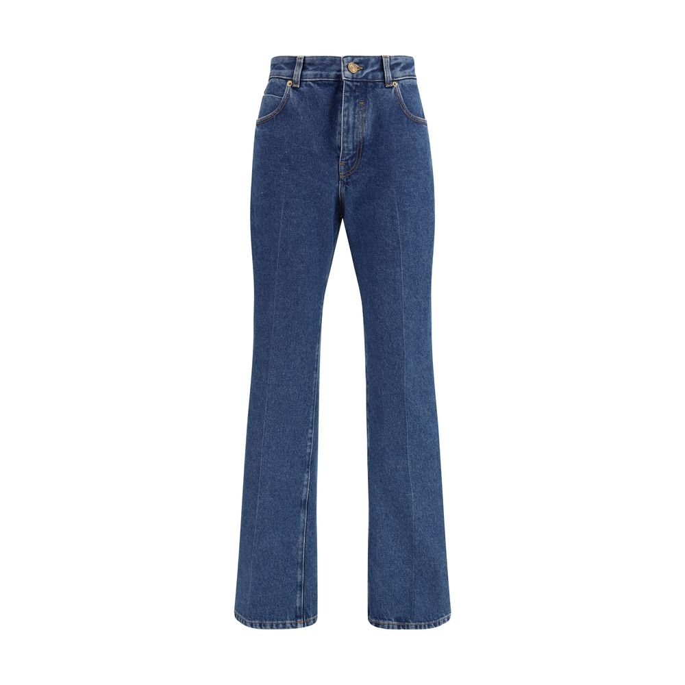 Blue Cotton Straight-Leg Jeans