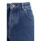 Blue Cotton Straight-Leg Jeans