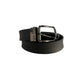 Black Polyvinyl Men's Belt with Leather Trimming