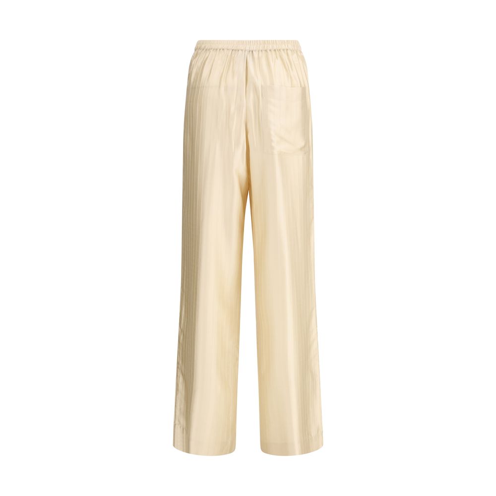 Cream Viscose Casual Pants