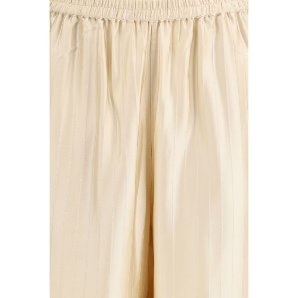 Cream Viscose Casual Pants