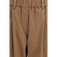 Brown Cotton Casual Pants