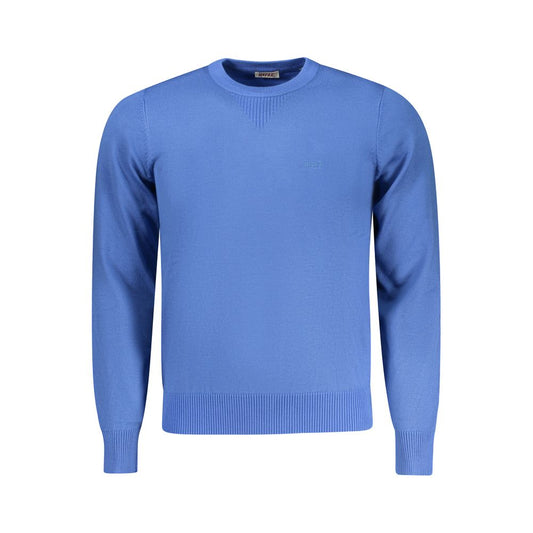 Blue Viscose Men Sweater