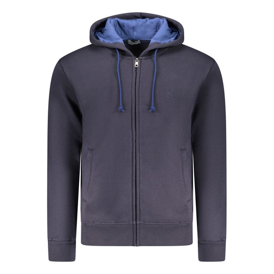 Blue Cotton Men's Hooded Sweatshirt