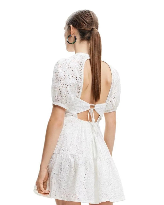 White Cotton Casual Dress