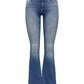 Blue Cotton Flared Jeans