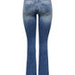 Blue Cotton Flared Jeans