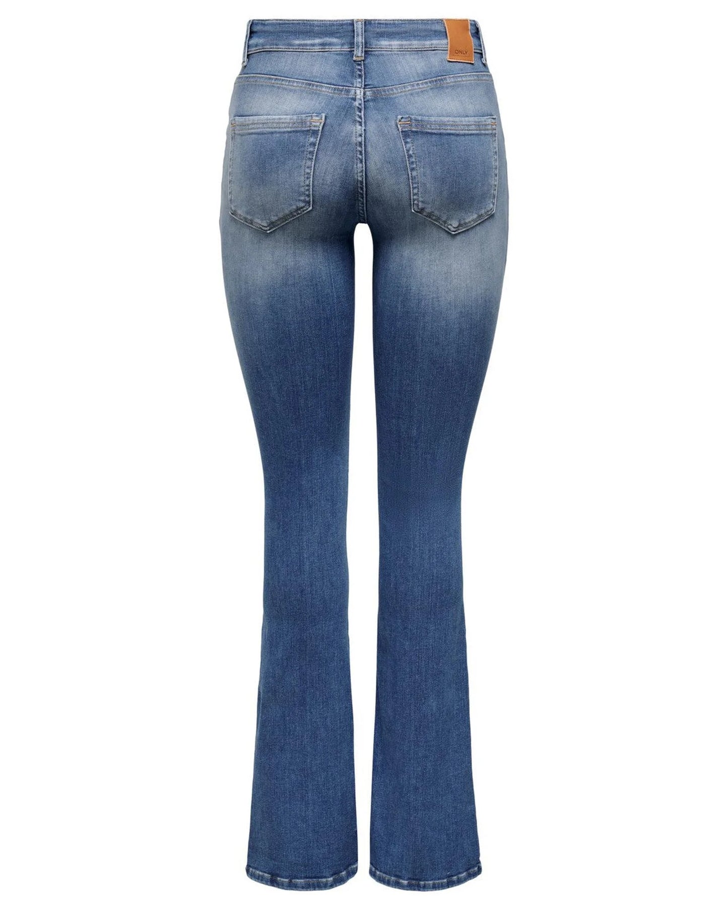 Blue Cotton Flared Jeans