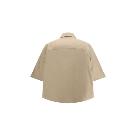 Beige Cotton Shortsleeve Shirt