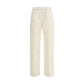 Cream Cotton Casual Pants