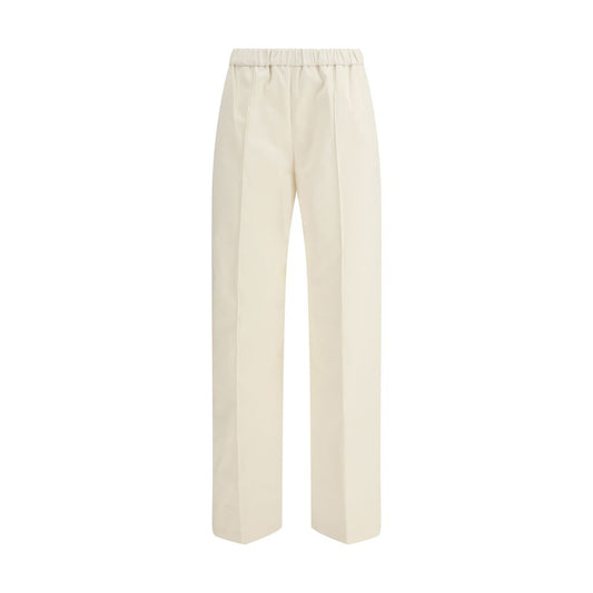 Cream Cotton Casual Pants