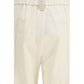 Cream Cotton Casual Pants
