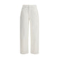 Cream Cotton Straight-Leg Jeans