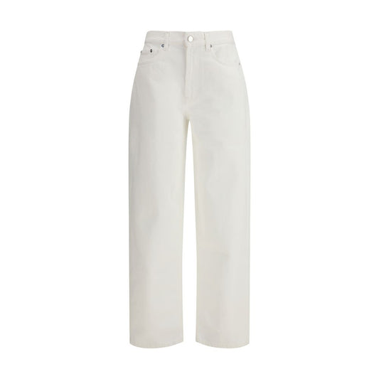 Cream Cotton Straight-Leg Jeans